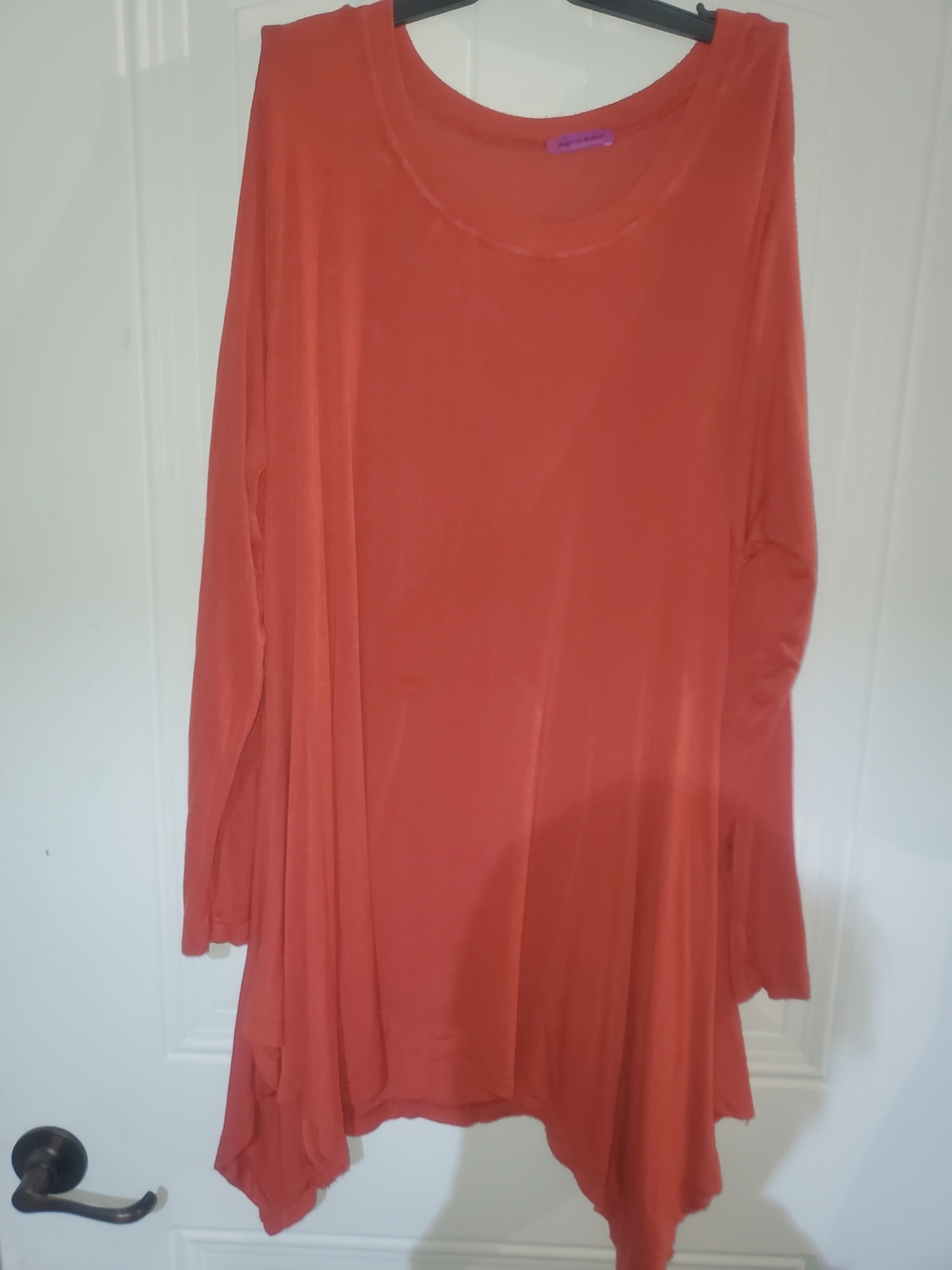 Relaxed Long-Sleeve Tunic in Warm Rust